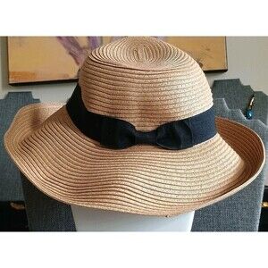 CTR Paper Woven Black Ribbon Woman's Sun Hat New Size M/L